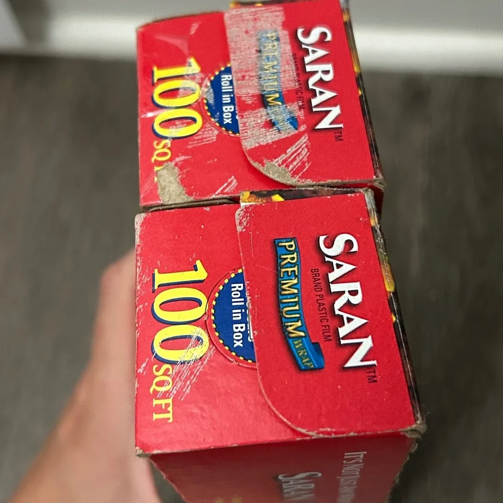 Saran Premium Wrap 100 SQ FT Red‎ Heavy Duty Durable Plastic Film 2 Pack